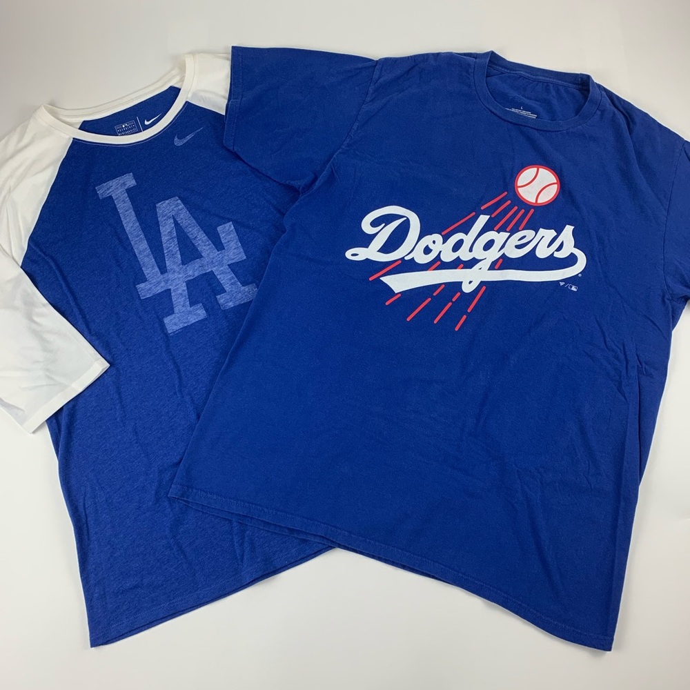 MLB Blue and White Dodgers Short Sleeve Tees